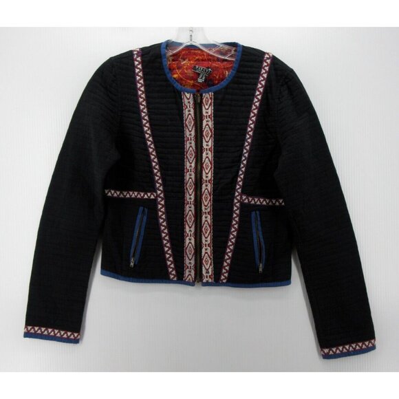 Peruvian Connection Jacket 6 Quilted Coat Aztec Tribal Full Zip - Picture 1 of 11